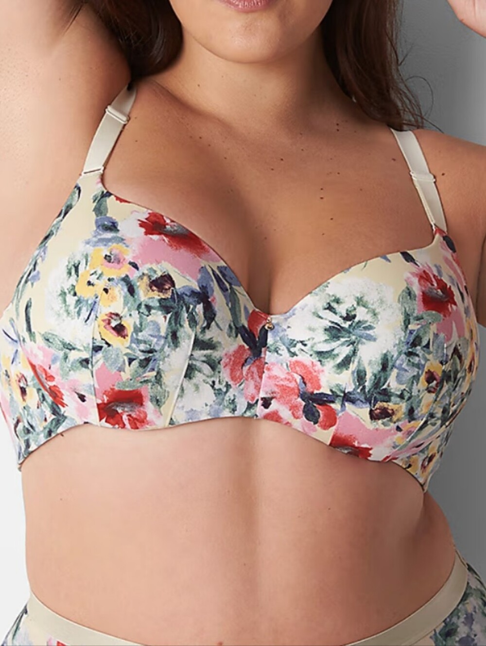 Lane Bryant's Cacique Lightly Lined Floral Balconette Bra Size 42D